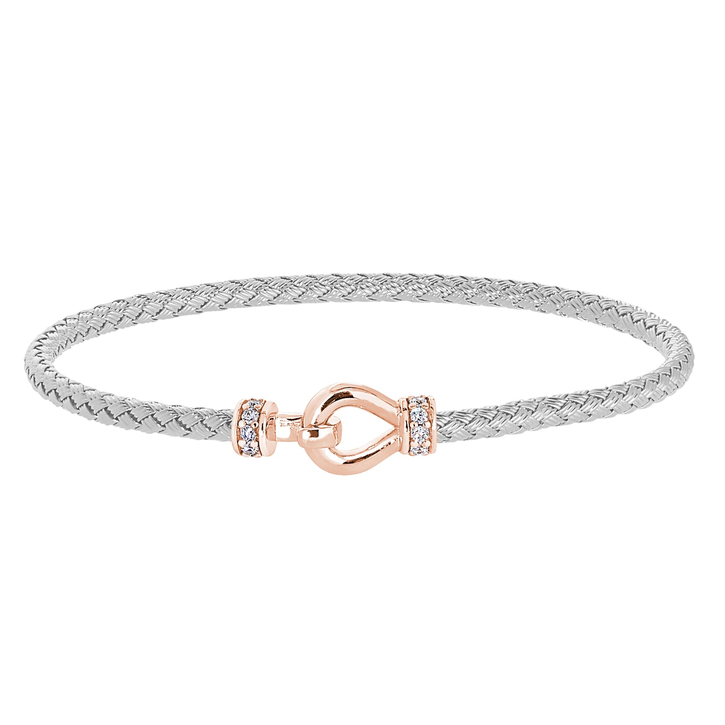 Loop and Hook Top Closure Basketweave Bracelet (LL7170B-RH-RG)