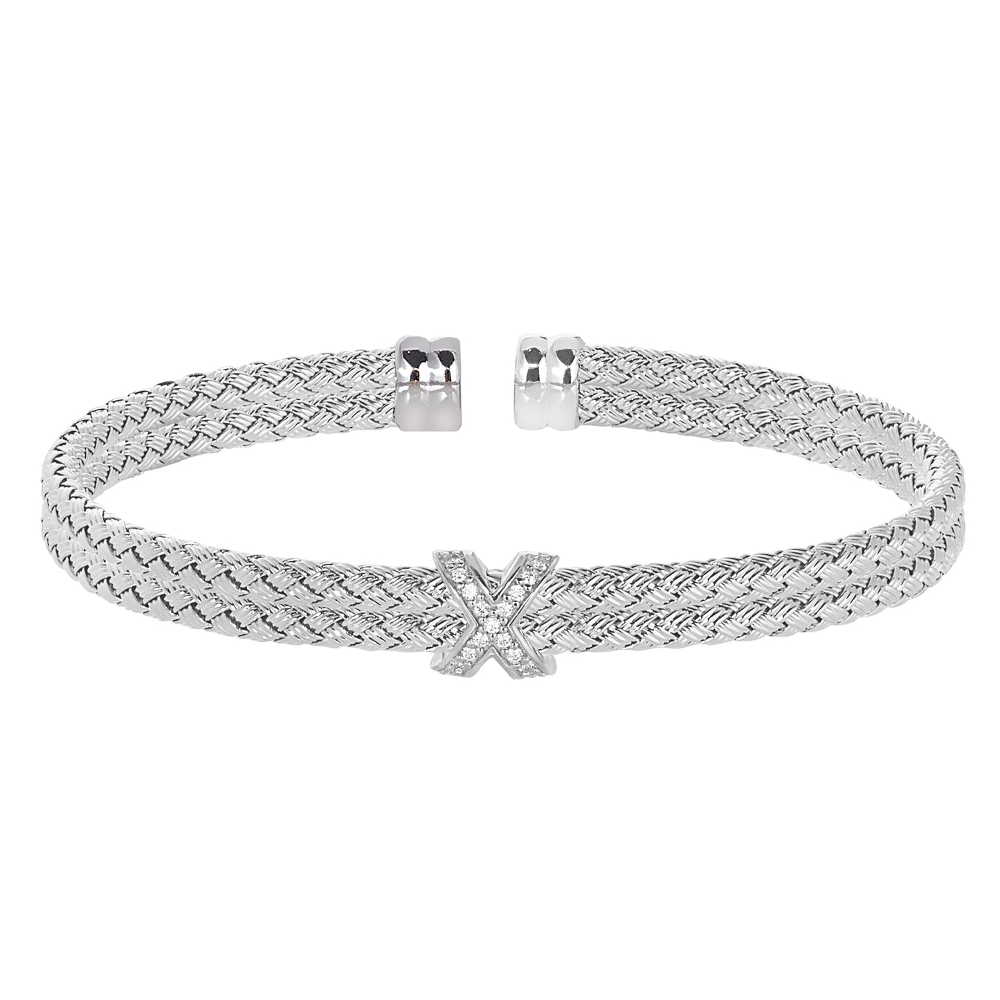 Double Cable Basketweave Bracelet with Central X (LL7172B-RH-RH)