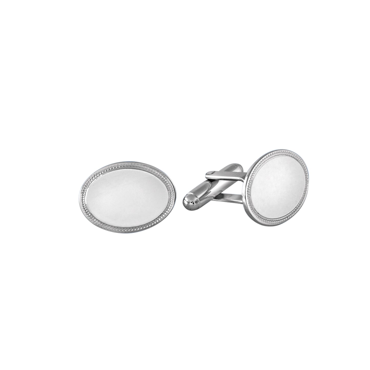 Polished Oval Cufflinks with Fancy Border (LWCL-1186-060)