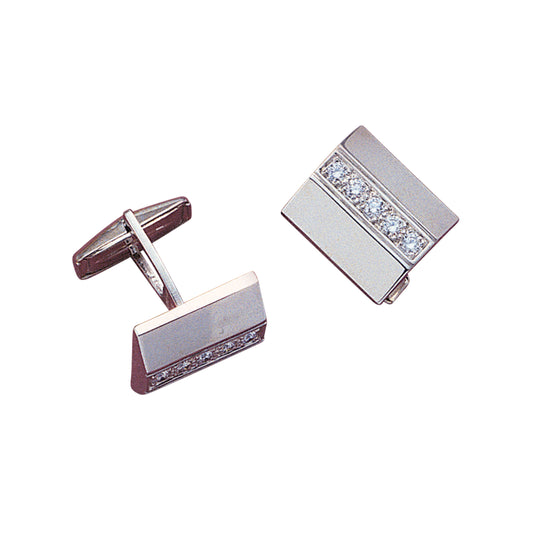Shed Roof Cufflinks with Central Diamond Row   (LWCL-24P-D)
