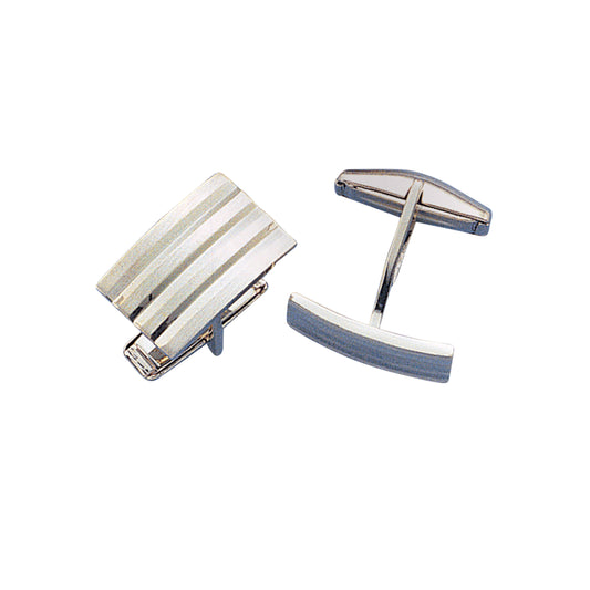 Curved Rectangle Grooved Cufflinks   (LWCL-527-ET)