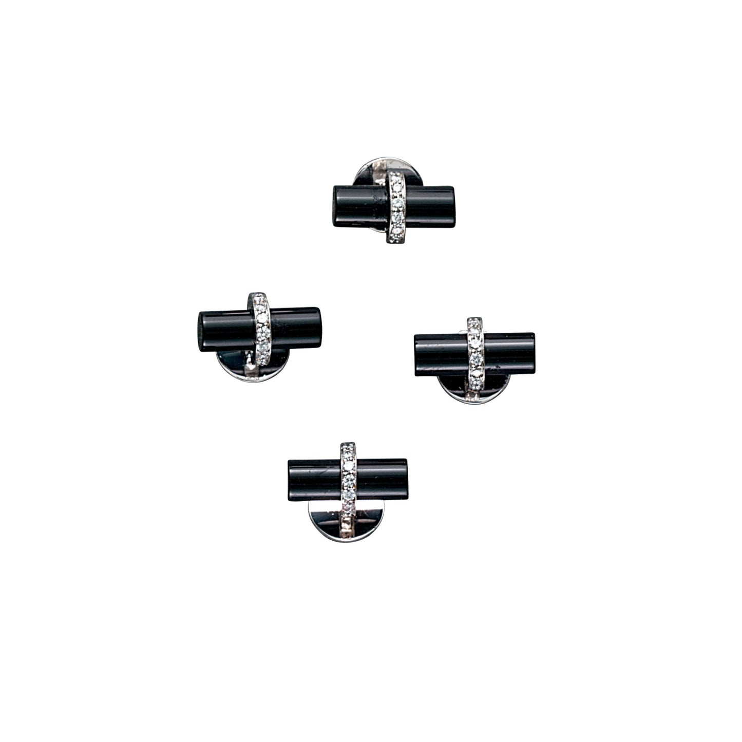 Onyx Cylinder Stud Set with Diamond Wrap (LWSS-1E-D)