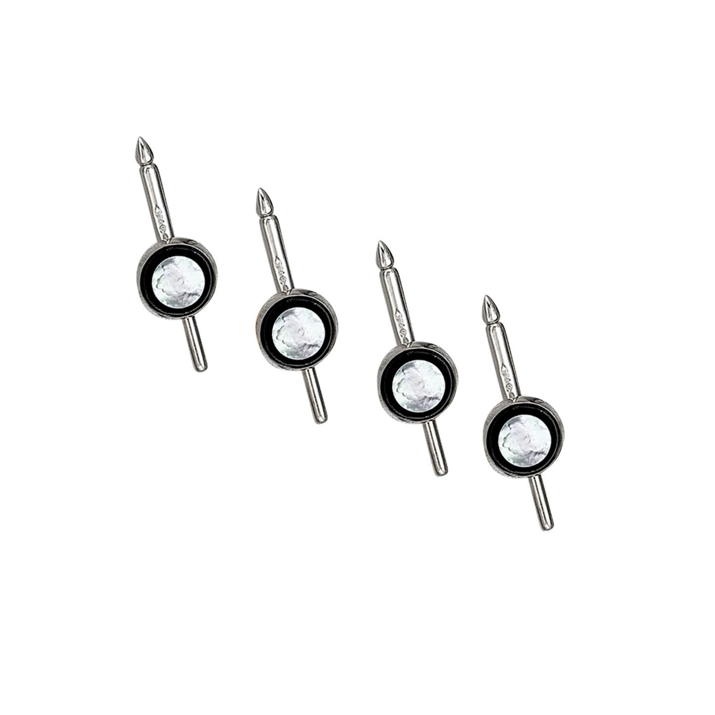 Round Mother of Pearl Stud Set with Onyx Border (LWSS-1T-PO)