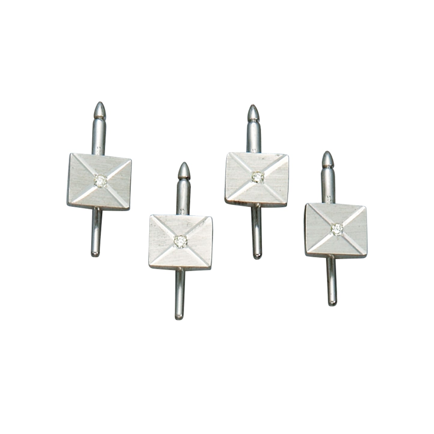 Rectangle Satined Stud Set with X and Central Diamond (LWSS-2K-XD)