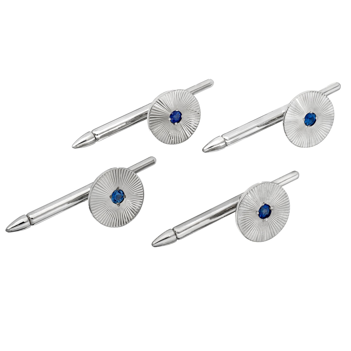 Round Sunray Stud Set with Central Sapphires (LWSS-4M-S)