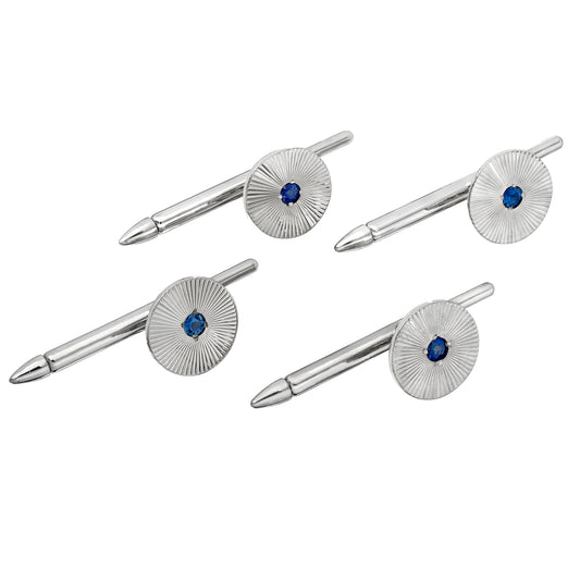 Round Sunray Stud Set with Central Sapphires   (LWSS-4M-S)
