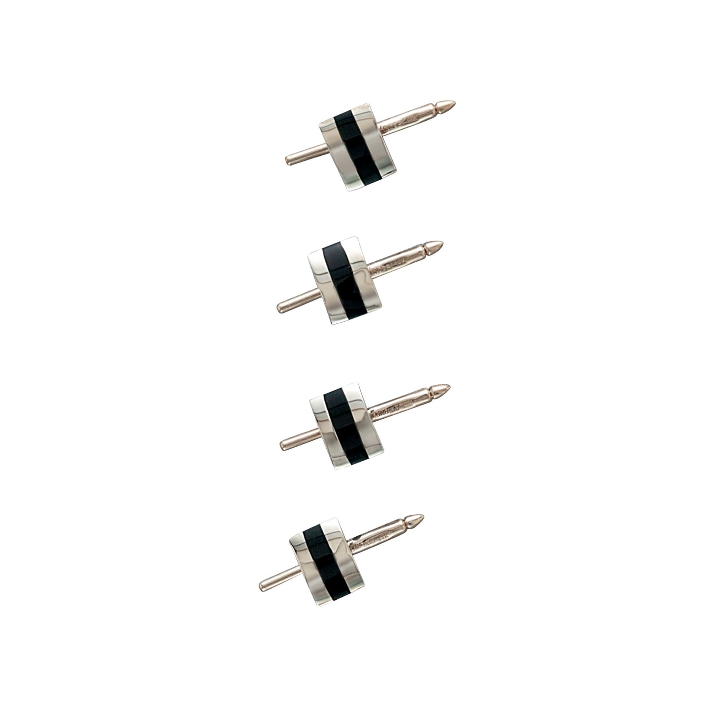 Curved Rectangle Stud Set with Onyx Inlay Stripes   (LWSS-601-10)