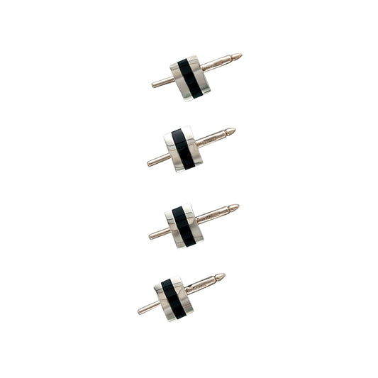Curved Rectangle Stud Set with Onyx Inlay Stripes   (LWSS-601-10)
