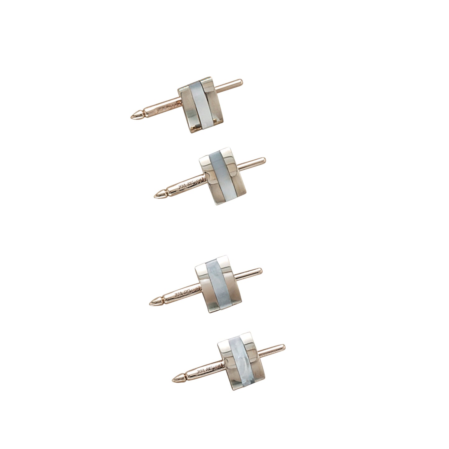 Curved Rectangle Stud Set with Mother of Pearl Inlay Stripes   (LWSS-601-30)