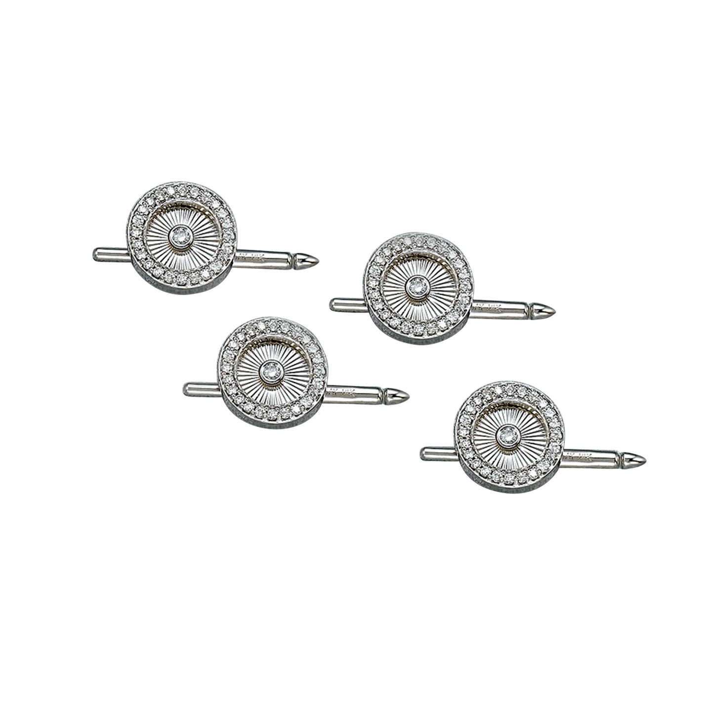 Round Sunray Stud Set with Diamond Border (LWSS-741-SRD)