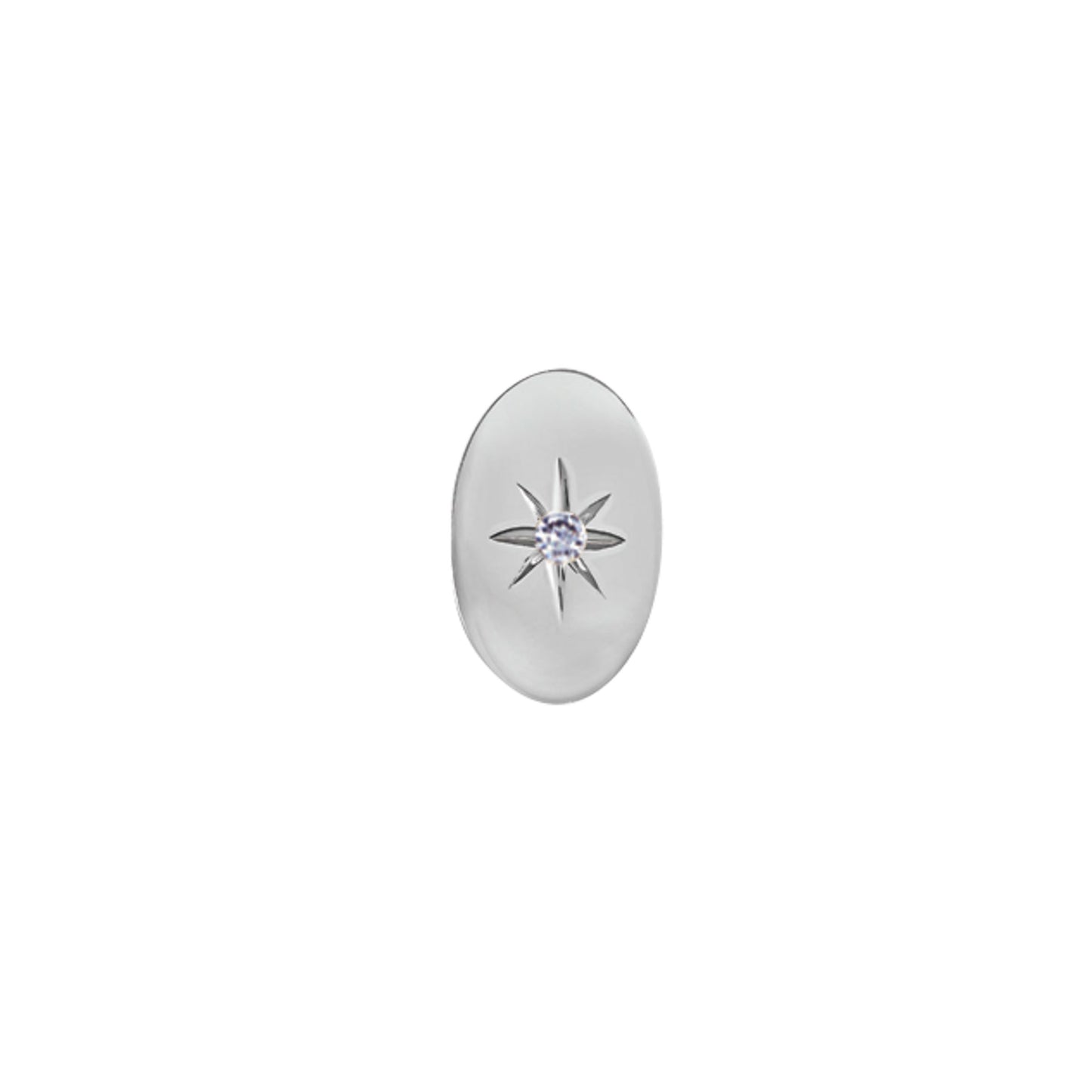 Polished Oval Starburst Tie Tack with Diamond   (LWTT-1936-D)