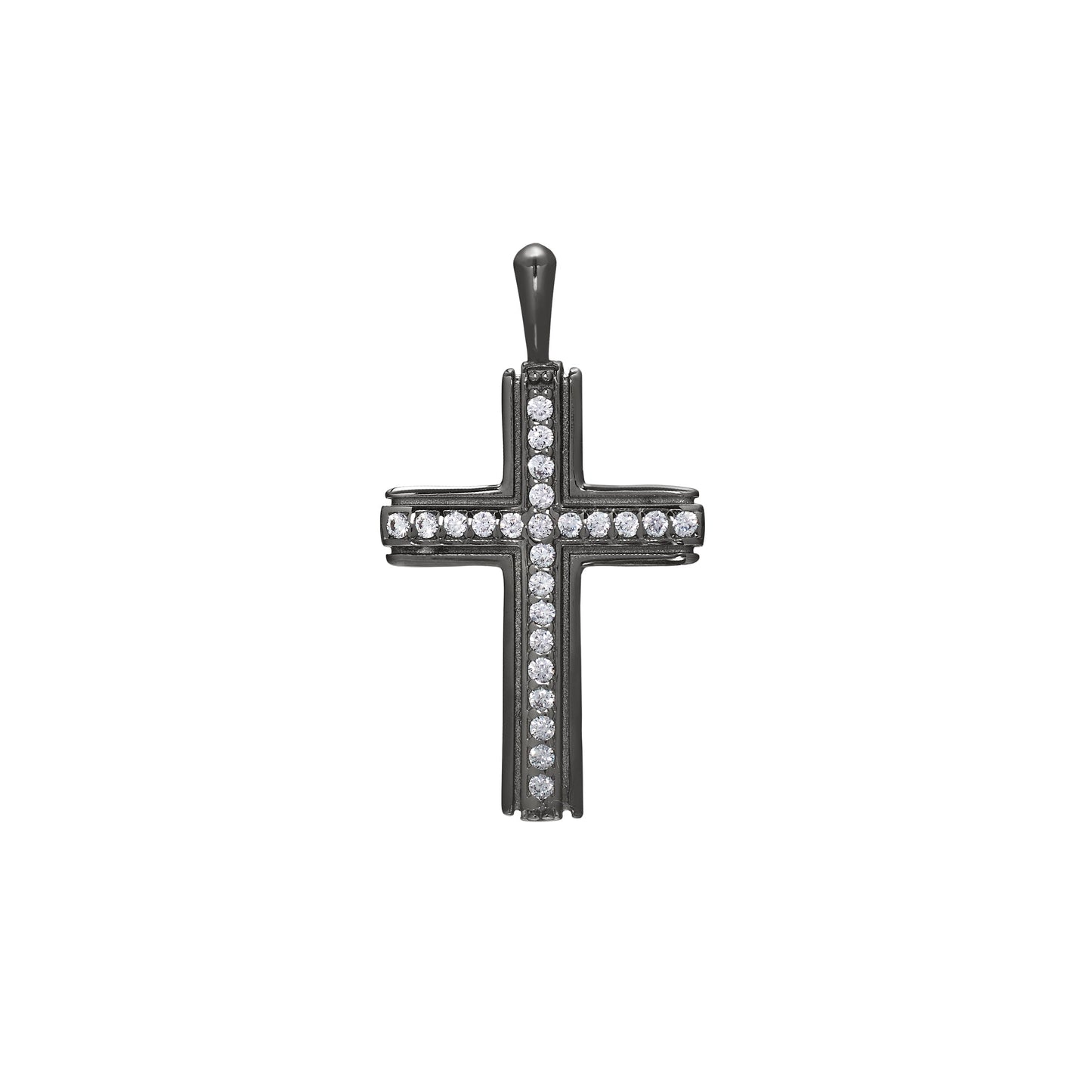 Cross Pendant Charm with Center Stone Channel (SCM-007-BK)