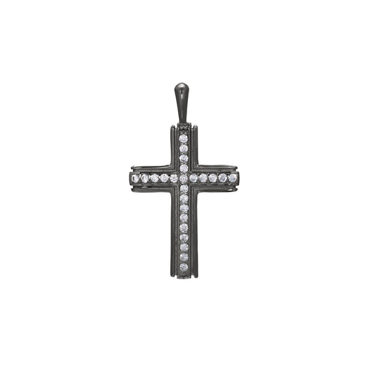 Cross Pendant Charm with Center Stone Channel   (SCM-007-BK)
