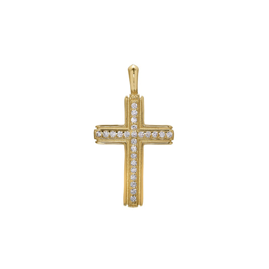 Cross Pendant Charm with Center Stone Channel   (SCM-007-G)