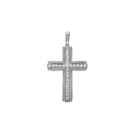 Cross Pendant Charm with Center Stone Channel   (SCM-007-RH)