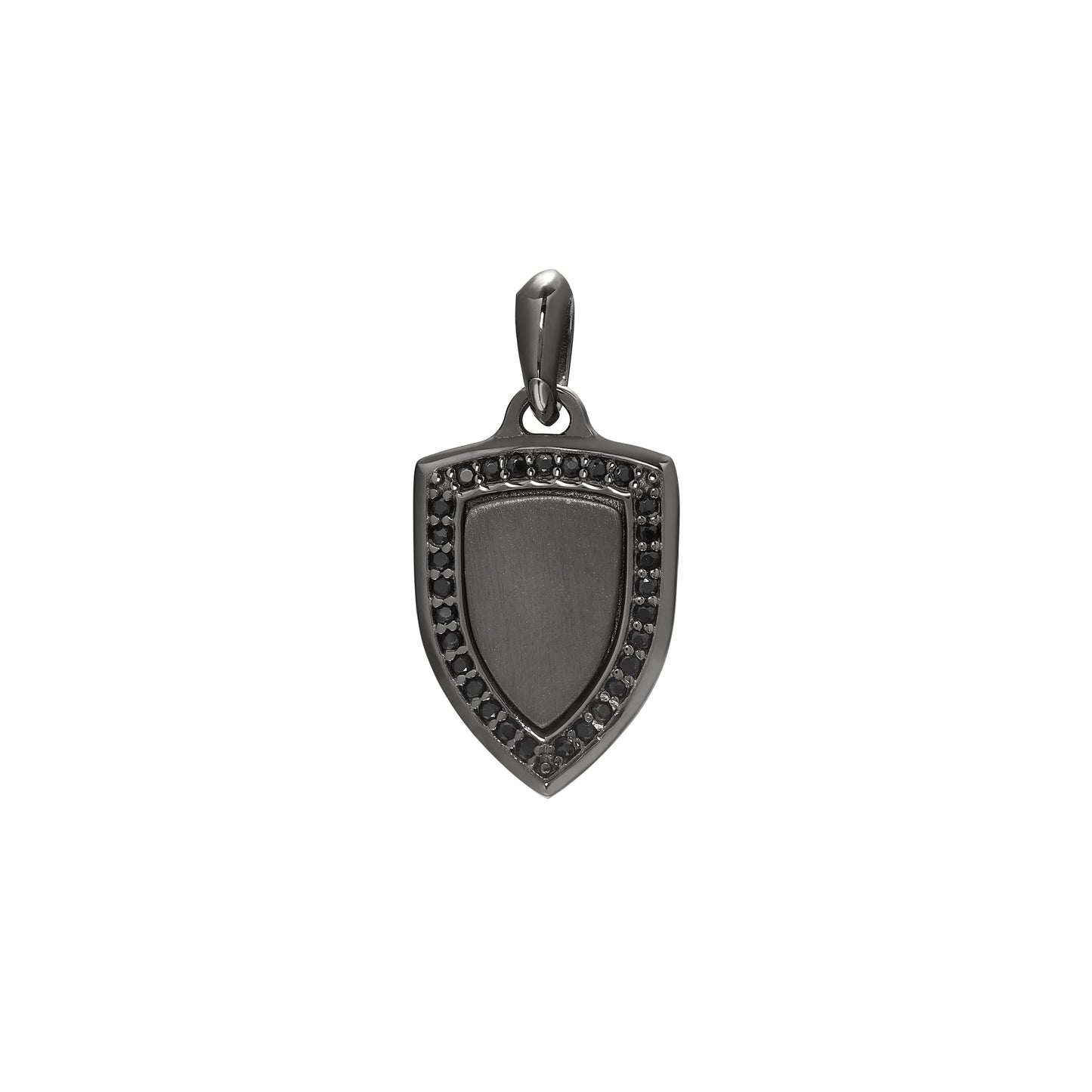 Shield Pendant Charm with Black Stone Halo (SCM-008-BK)