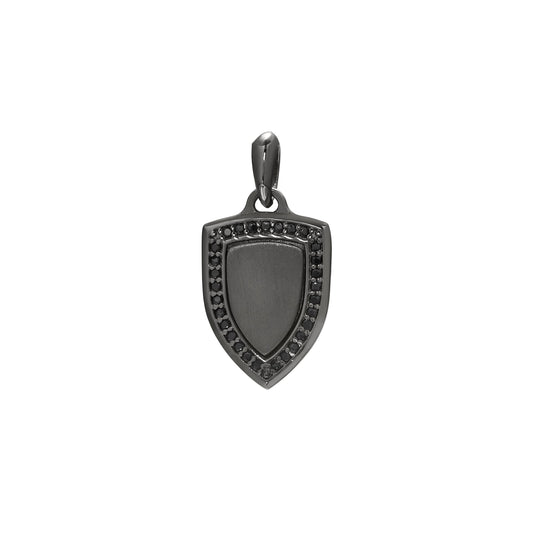Shield Pendant Charm with Black Stone Halo   (SCM-008-BK)