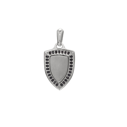 Shield Pendant Charm with Black Stone Halo   (SCM-008-RH)