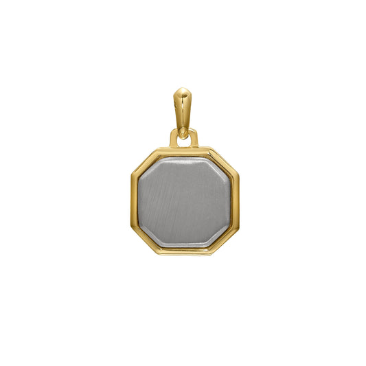 Two Tone Octagon Pendant Charm   (SCM-012-RH-G)