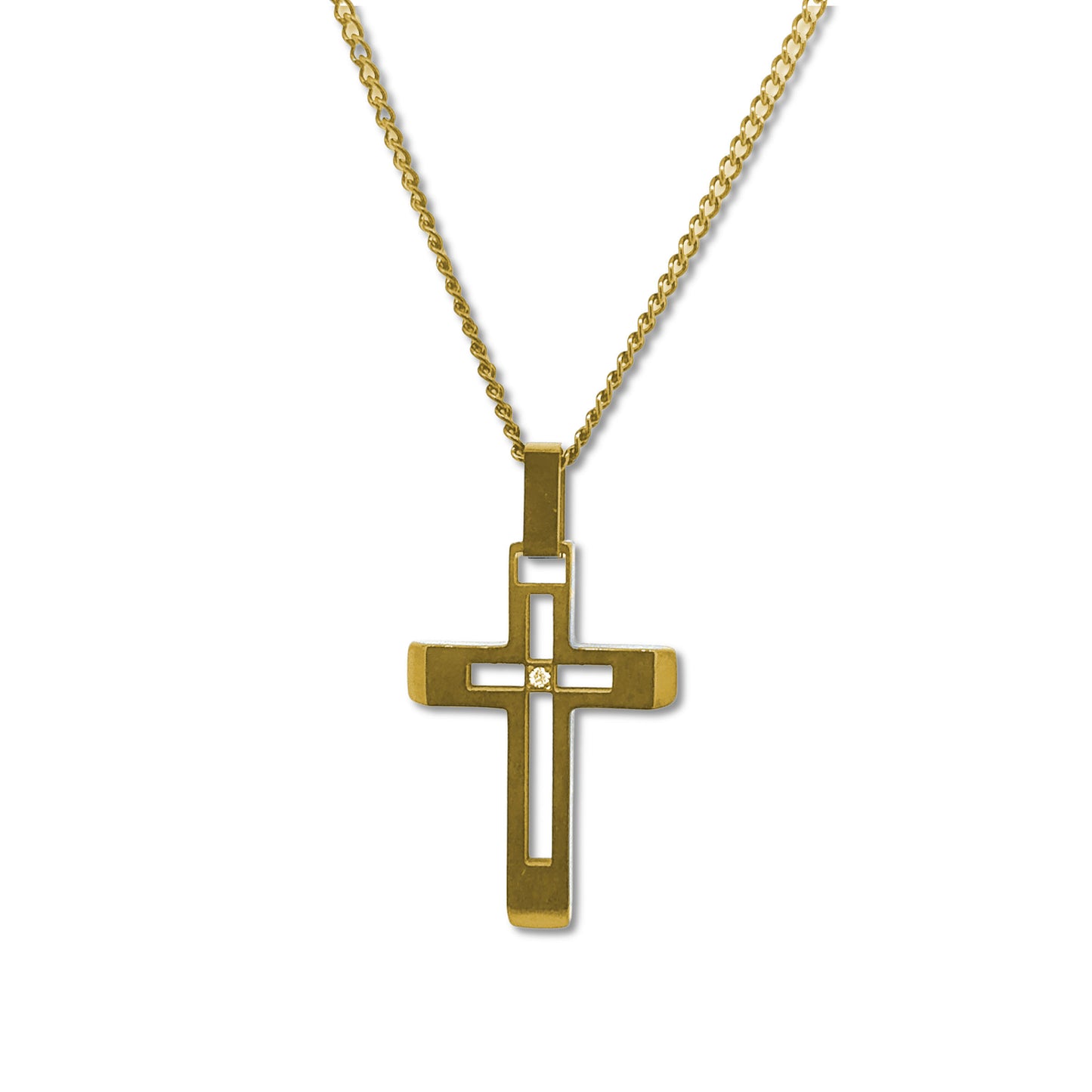 Hollow Center Cross with Diamond Accent (TCR-117-G)
