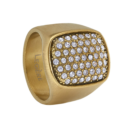 Statement Pave Ring with Simulated Diamonnds   (TRG-001-G-8)