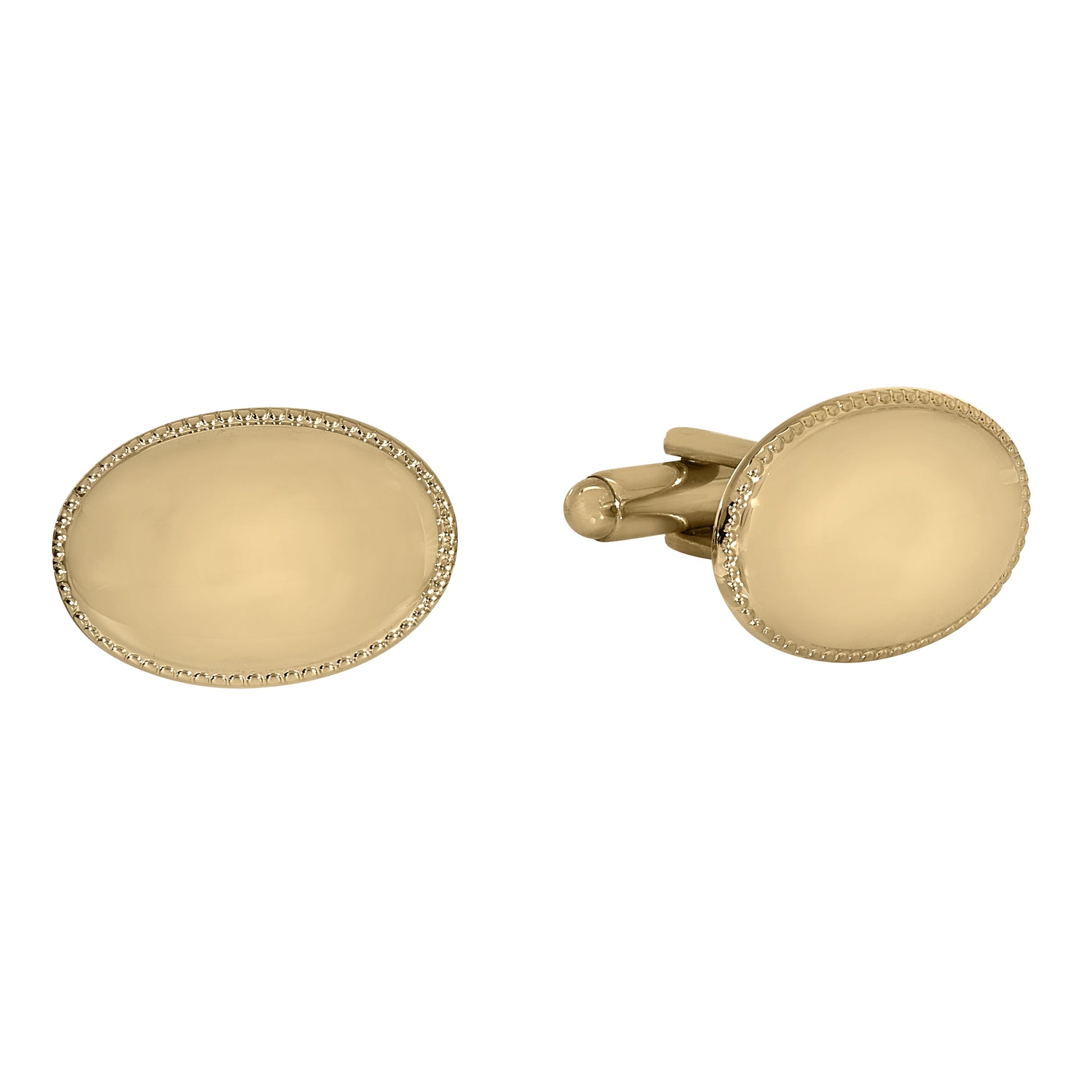 Ploshed Oval Cufflinks with Beaded Edge