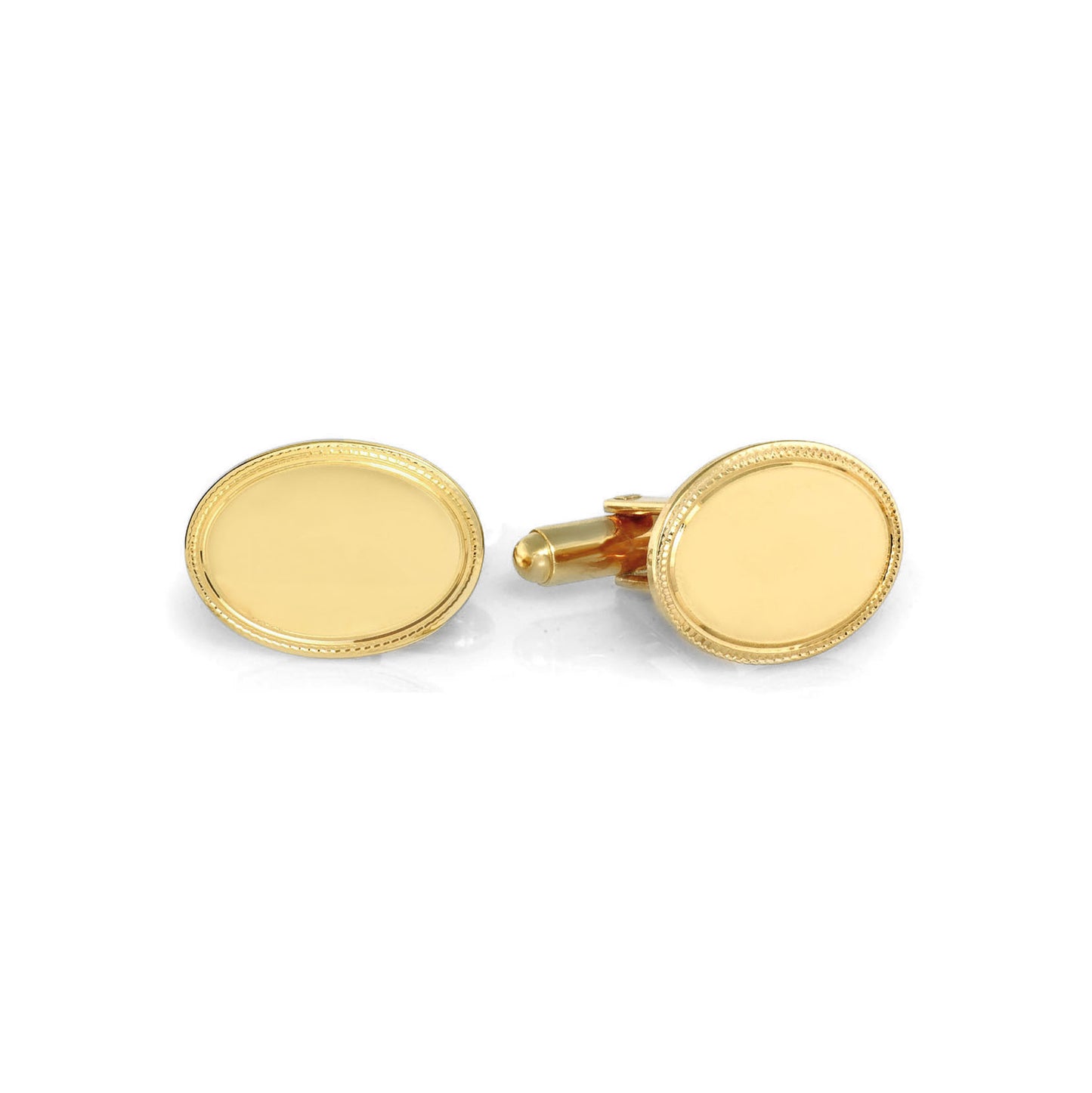 Polished Oval Cufflinks with Etched Border