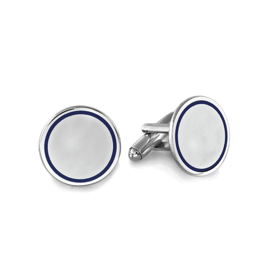 Round Cufflinks with Navy Trim