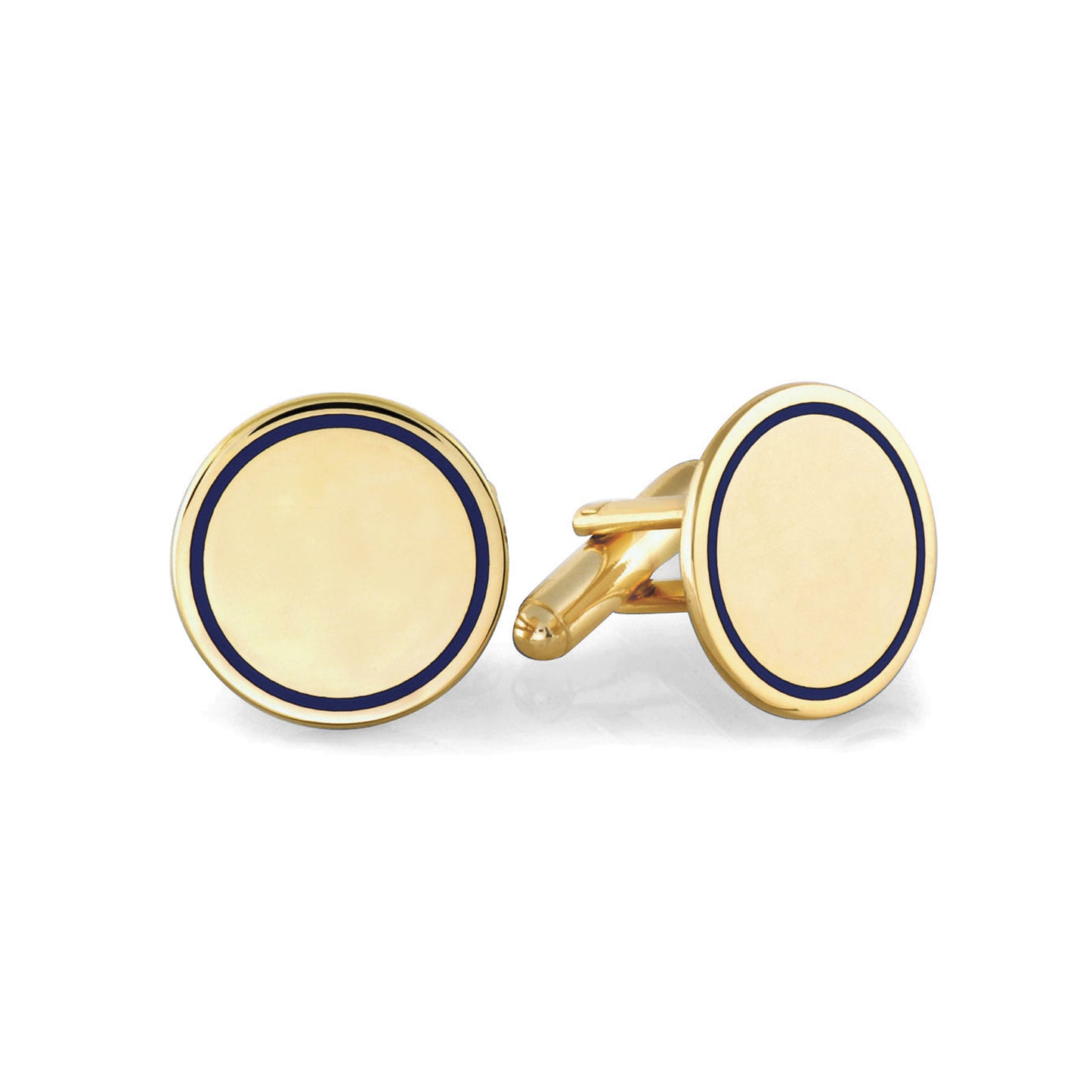 Round Cufflinks with Navy Trim