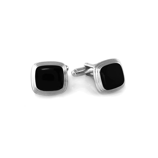 Cushion Cufflinks with Black Lacquer