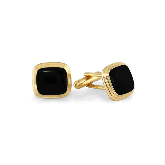 Cushion Cufflinks with Black Lacquer