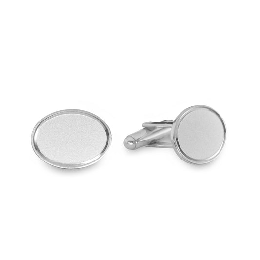 Sandblasted Oval Cufflinks with Etched Border