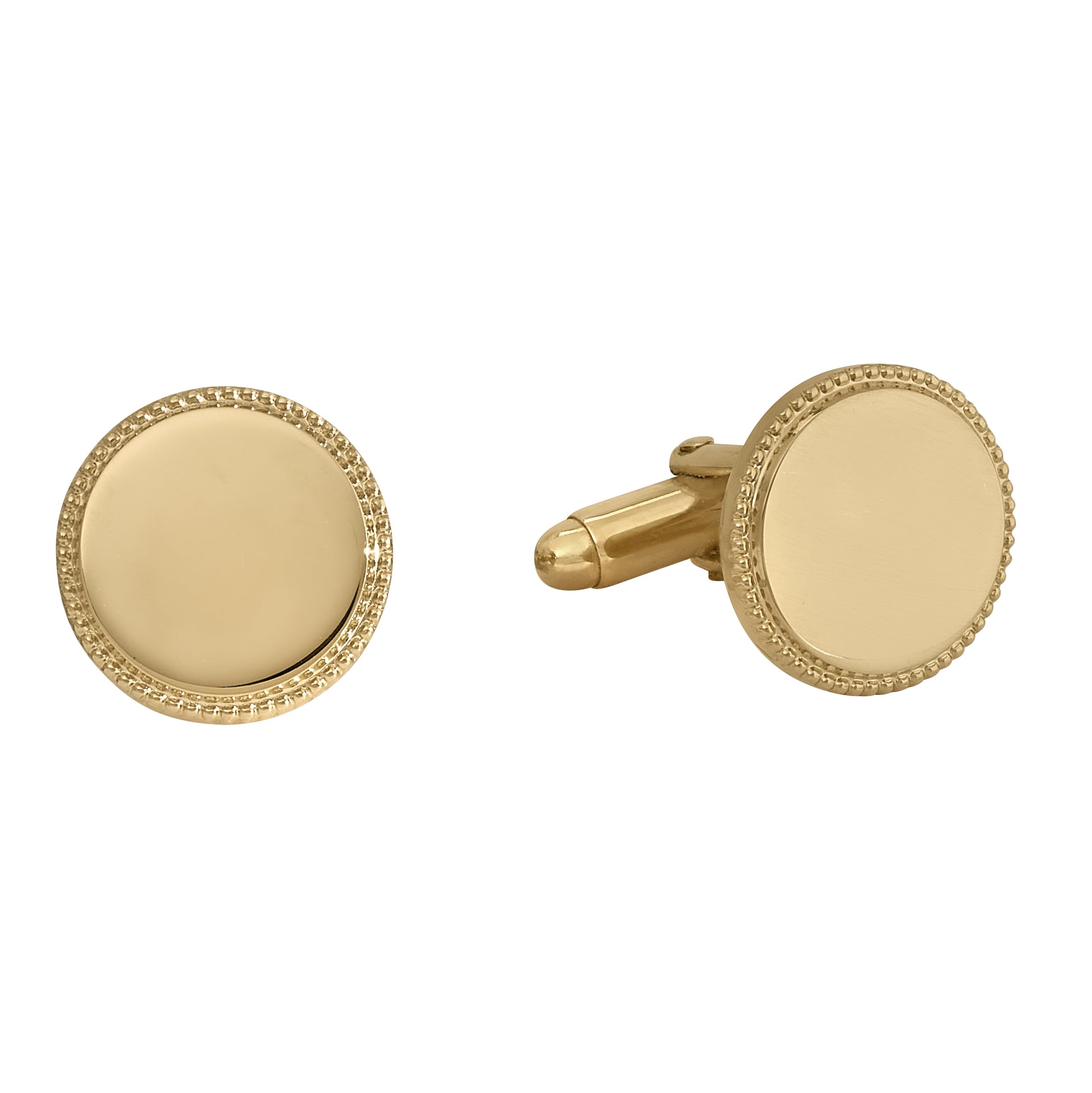 Round Polished Cufflings with Beaded Edge