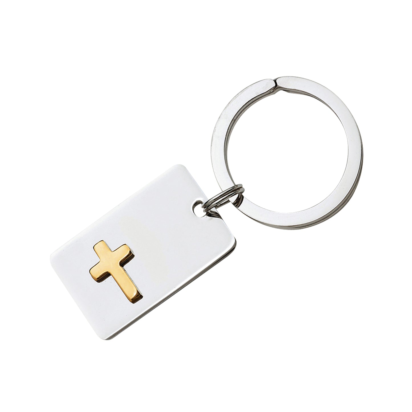 Polished Key Ring with Gold Cross