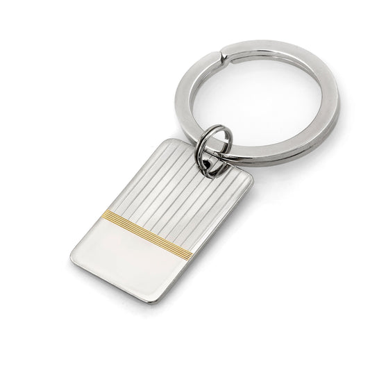 Two Tone Key Ring with Gold Stripe