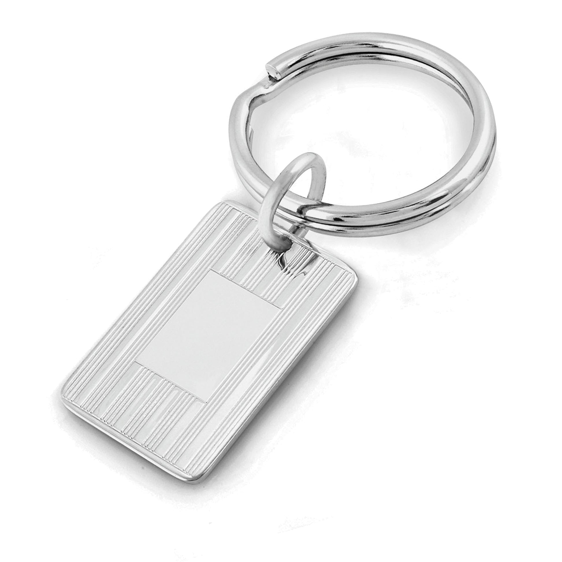 Striped Key Ring with Polished Oval Center