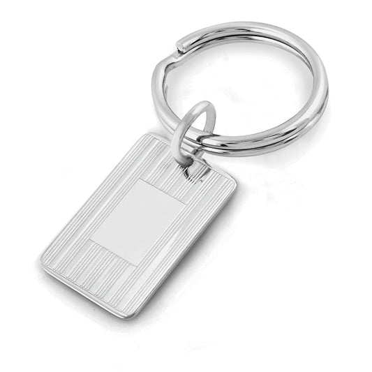 Striped Key Ring with Polished Oval Center