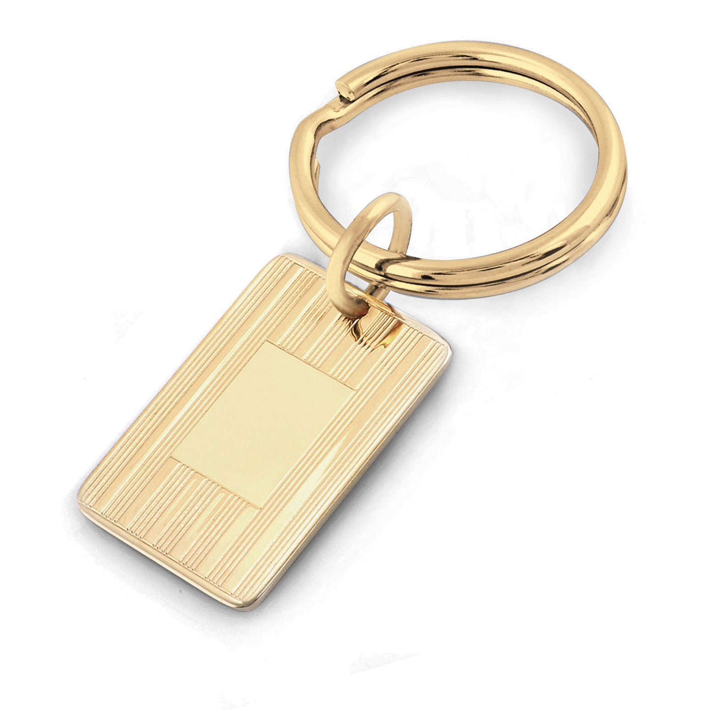 Striped Key Ring with Polished Oval Center