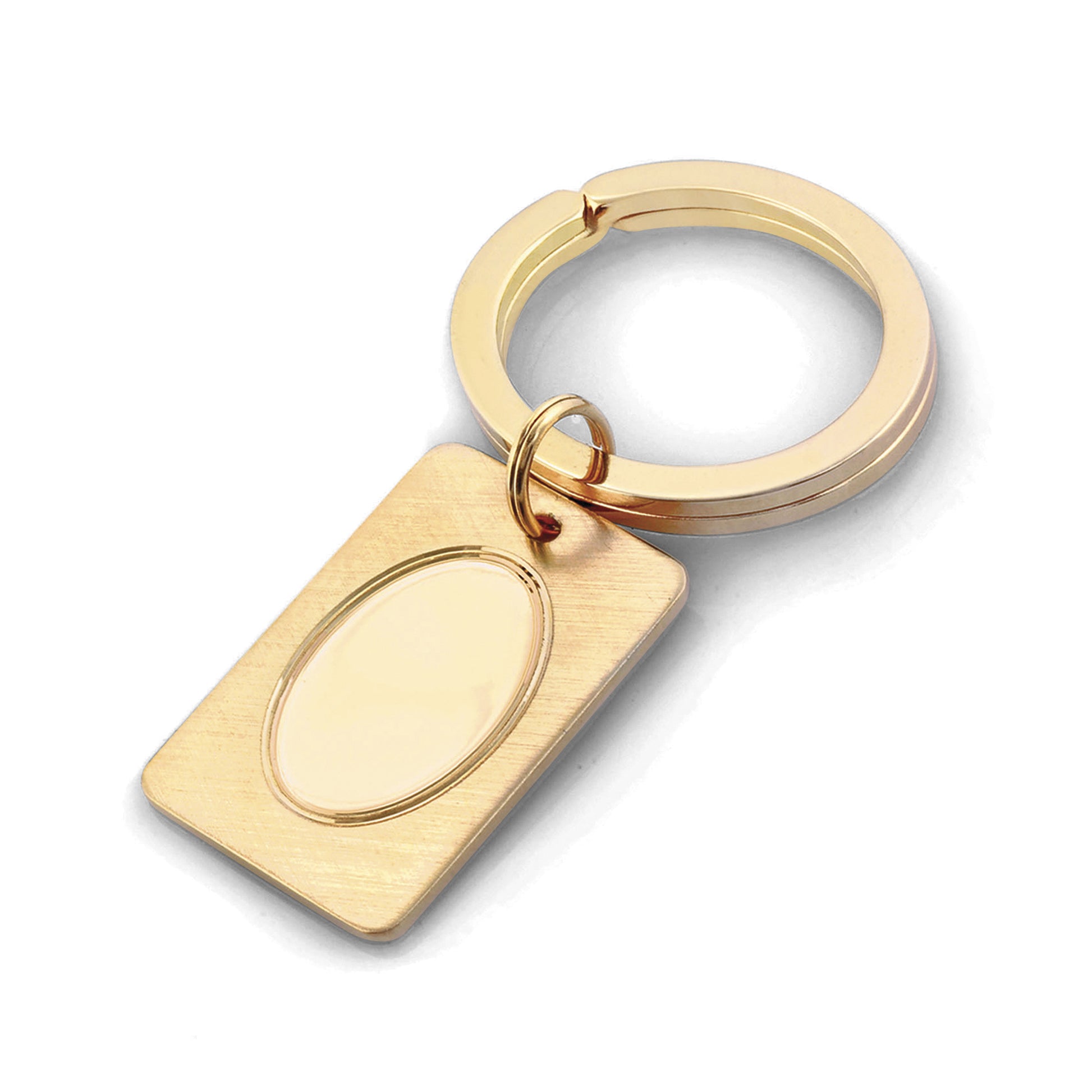 Florentine Key Ring with Polished Oval Center