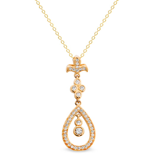 Fleur De Lis Teardrop Pendant with Simulated Diamonds   (BL2007NG)