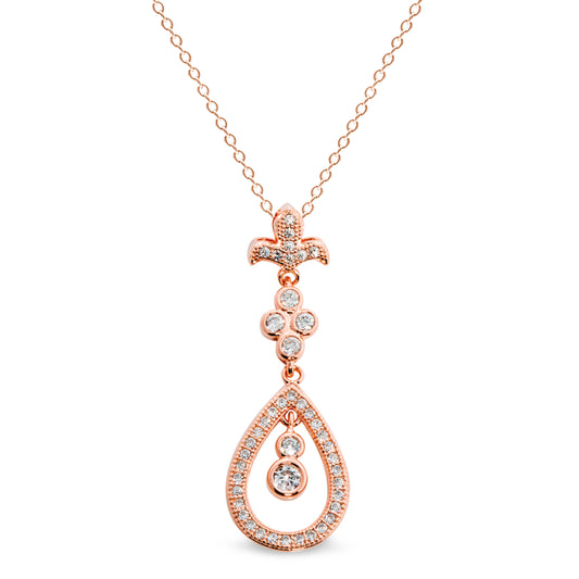 Fleur De Lis Teardrop Pendant with Simulated Diamonds   (BL2007NRG)