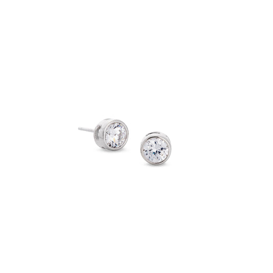 Bezel Set Simulated Diamond Stud Earrings