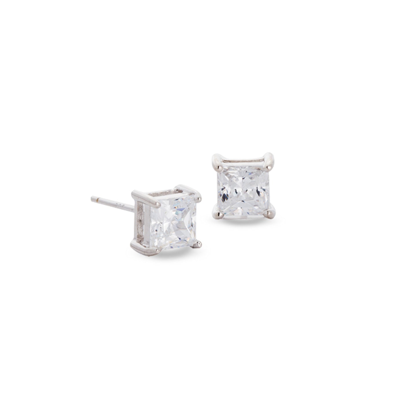 Prong Set Princess Cut Simulated Diamond Stud Earrings