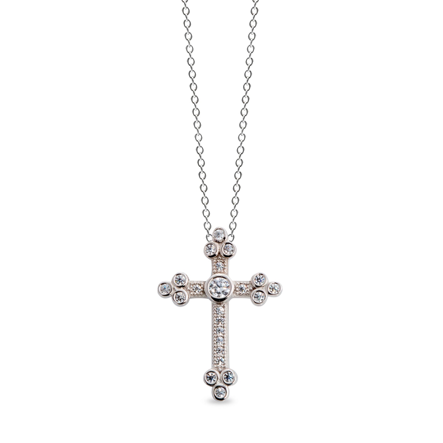 Micropave Cross Pendant with Ornate Ends