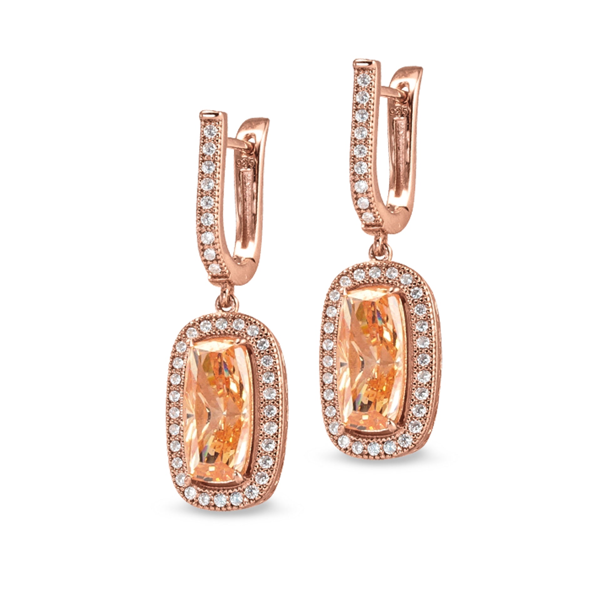 Rose Gold and Light Champagne Drop Earrings