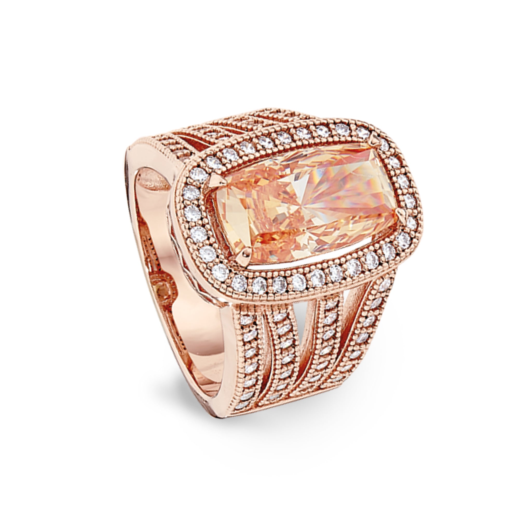 Rose Gold and Light Champagne Cocktail Ring