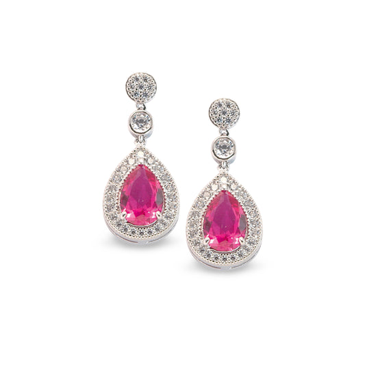 Simulated Ruby Teardrop Earrings