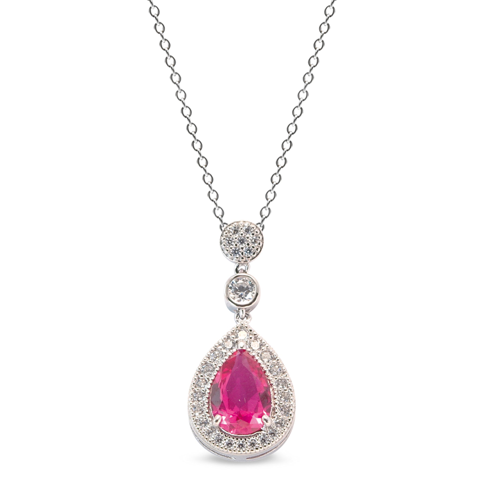 Simulated Ruby Teardrop Pendant