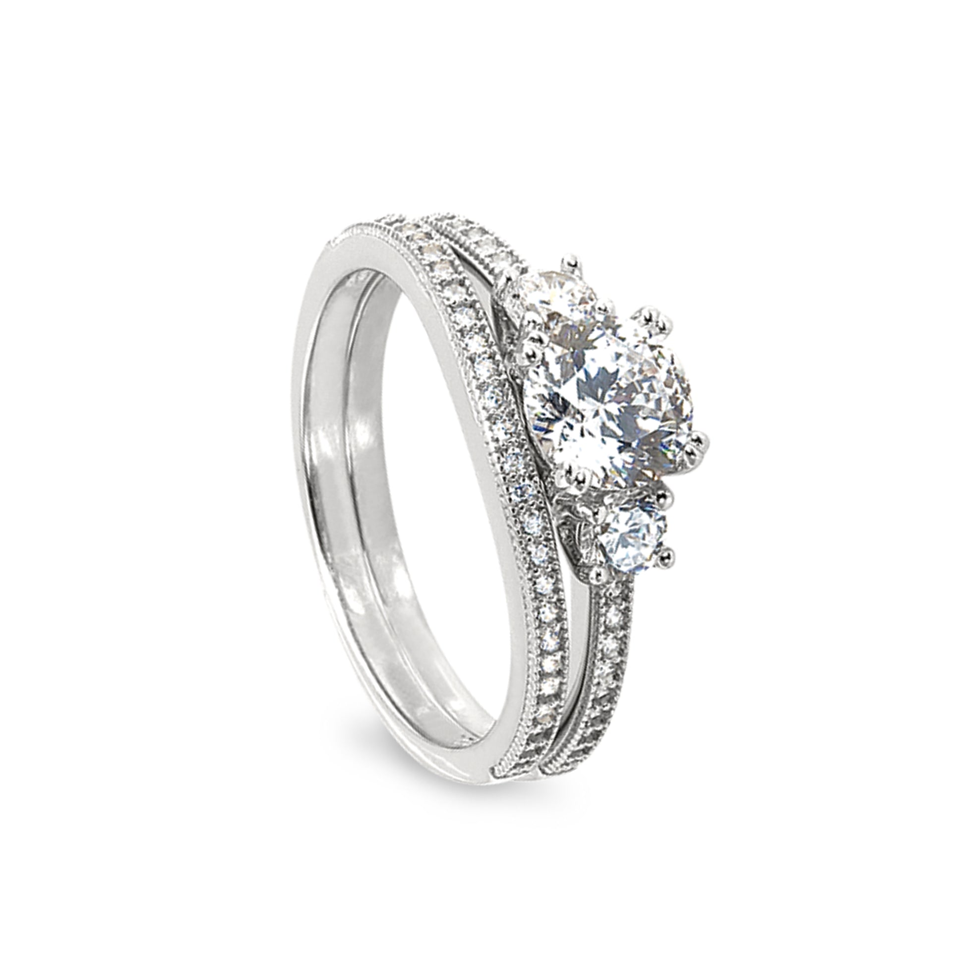 Three Stone Engagement Ring Set