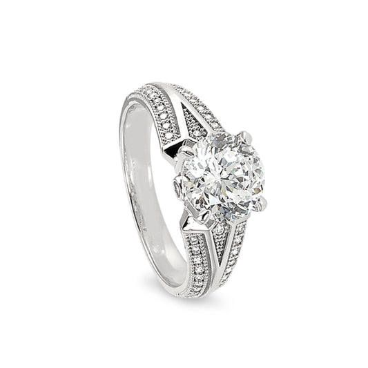 V Shaped Band Engagement Ring